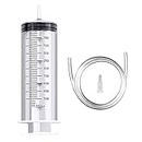 Luyoah Large Syringe 500ml Plastic Liquid Syringe with 1.3m Catheter for Oil,Scientific Labs Experiment,Industrial,Animal Feeding and Watering