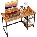GreenForest Computer Desk 40 inch, Small Home Office Desk with Monitor Shelf and 2-Tier Reversible Storage Shelves for Small Spaces, Easy Assembly, Walnut