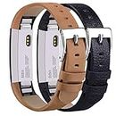 Tobfit for Fitbit Alta HR/Fitbit Alta Leather Bands [2 Pack] Replacement Wristbands for Fitbit Alta HR and Fitbit Alta No Tracker (- Black&Brown)