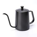 ASADFDAA cafetière 350ml 600ml Coffee Tea Pot Goose neck tea pot Hand coffee maker Drip Kettle Non-stick Coating Food Grade Stainless Steel hot (Color : Black)