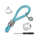Crystal Bling Car Keychain for Women, Sparkly Rhinestones Key Fob Holder Accessories, Keychain Strap with Anti-Lost D-Ring