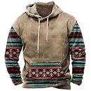 Best Black of Friday Deals Canada Mens Hooded Sweatshirt Ethnic Printed Pullover Tops Vintage Military Tactical Hoodies Casual Sportswear with Pocket Amazon Outlet Clearance of Sales Today