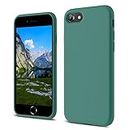CALOOP Designed for iPhone SE Case 2020/2022, iPhone 8/7 Case, Liquid Silicone Full Body Protective Covered Silky-Soft Anti-Scratch Gel Rubber Slim Shockproof Cover 4.7 inch, Pine Green
