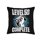 Gamer Zocker Konsole PC Game Videospiel Designs Level Complete Birthday Gift 50 Years Gamer Throw Pillow, 16x16, Multicolor