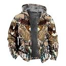 MIATCENRT Men's Thickened Fleece Hoodie - Autumn Winter Zip-Up Hoodies Eagle Indian Tribal Native American 3D Print Parka Coat Large Size S-6Xl Jackets Sweatshirts,As Shown,M