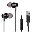 USB Earbuds for Computer, in-Ear USB Headphones with Microphone & 1.8M Long Cord, Compatible with Laptop, Desktop PC, Notebook, Chromebook, CGS-W1B