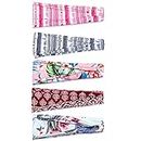 5Pcs Women Yoga Headband Colorful Floral Leaves Leopard Print Sport Running Wide Hairband Fitness Sweat Headwrap Headbands For Women With Buttons