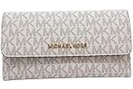 Michael Kors Jet Set Travel Trifold Leather Wallet, Large, Vanilla/White