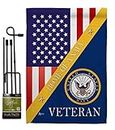 Navy Home of Garden Flag Set with Stand Armed Forces USN Seabee United State American Military Veteran Retire Official Small Decorative Gift Yard House Banner Double-Sided Made in USA 13 X 18.5