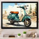 Red Barrel Studio® Green Scooter Retro Electric II Framed On Canvas Print Metal | 30 H x 40 W x 1.5 D in | Wayfair 1C45C5987CA54189877E32EBDE181275