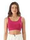 The Souled Store Raspberry Bralette Top Women Lounge Bralette Lounge Bralette for Women Comfortable Bralettes Seamless Wire-Free Set Padded Soft Cup Sleep with Adjustable Straps Cotton Racerback