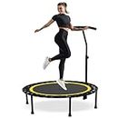 ADVWIN 50 inch Rebounder Trampoline Fitness Mini Trampolines with T-Shaped Handle for Adults and Kids Indoor/Outdoor Workout Max Load 150KG