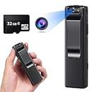 PKST Portable Body Camera Audio Video Recorder - Camera Motion Activated outdoor /indoor coverage Pocket Camera 32GB Card Without WiFi (pocket camera 32gb)