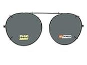 Semi Round Polarized Clip On Sunglasses (Pewter-Polarized Gray Lens, 50mm Wide x 47mm Height)