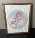Vintage Home Interiors Wood Framed Photo Children Going to Bed 12 x 15 NO HANGER