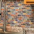 Art3d, 10 piezas, Peel & Stick, adhesivo para salpicaduras de cocina/baño, 30 × 30 cm, diseño colorido de azulejos de mármol