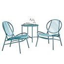 SONGMICS Patio Furniture Set 3 Pieces, Garden Bistro Set, Acapulco Chairs, Outdoor Seating, Lake Blue UGGF021L01