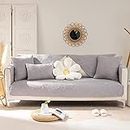 BOHHO Nonslip Furniture Protector Slipcover for Dogs Children Pets Grey Cotton Couch Cover Sofa Slipcover for Living Room, Solid Color Sectional Washable Furniture Protector 35 * 48inch