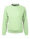 MixMatchy Women's Soft and Comfy Basic Pullover Crewneck Fleece Sweatshirt, Green Tea, Large