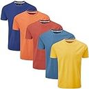 Charles Wilson 5 Pack Plain Crew Neck T-Shirt (X-Large, Orange Sunset)