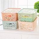 Luxafare Plastic Storage Basket Box Bin Container Organizer Clothes Laundry Home Holder for Fruits Vegetable, Office, Bathroom, Home décor (Pack of 2)