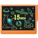 LCD Writing Tablet 15 Inch, Colorful Screen Doodle Board Drawing Pad for Adults & Kids, Electronic Writing Board Drawing Tablet, Educational Toys Gifts for 3-12 Year Old Boys, Girls,Toddler (Orange)