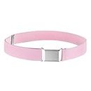 Kids Elastic Adjustable Strech Belt With Silver Square Buckle- Light Pink