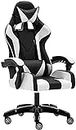 SUCSEAT Ergonomic Gaming Chair, Computer Racing Chair with Footrest and Lumbar Support, Ergonomic High Back Office Chair with Headrest, Executive Swivel Rolling Leather Video Game Chair (Black)