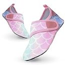 Kids Water Shoes Beach Shoes Boys Girls Barefoot Beach Shoes Slipfree Swim Shoes Aqua Socks Toddler Quick Dry Pool Shoes Sea Shoes for Childrens Seaside Surf Garden Sports 8.5/9 UK Fish Scales Pink