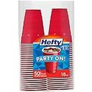Hefty Party On Disposable Plastic Cups, Red, 18 Ounce, 50 Count