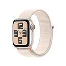 Apple Watch SE (2. Generation, 2023) (GPS + Cellular, 40 mm) Smartwatch mit Aluminiumgehäuse und Sport Loop Armband in Polarstern. Fitness- und Schlaftracker, Herzfrequenzmesser, CO₂ neutral
