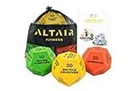 Altair Exercise Dice - Full Body HIIT Workout - Perfect for Home Gym Bodyweight Workout, Strength Training & Cardio, Three 12-Sided Workout Dice, Illustrations & Mesh Bag