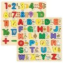 Puzzle en Bois ABC Alphabet Numéro Jouet Ensemble, Montessori Éducatif Coloré Forme Assortir et Trier pour Tout Petits Garcon Fille 2 3 4 5 Ans