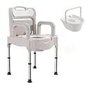 Bedside Commode, Portable Toilet For Adults, Toilet Seat With Armrests, Height Adjustable, Non-slip, Anti-odor, Suitable For Disabled And ElderlyBeige)