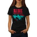 Wellcoda Ride With Devil Womens T-shirt, Automobile Casual Design Printed Tee