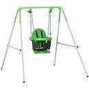 Outsunny Kids Swing, Indoor Outdoor Nursery Swing, Baby Garden Swing with Safety Seat Belt, Support Back, for Toddlers 6-36 Months - Green
