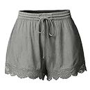LRMQS Womens Shorts Casual Plus Size Shorts for Women with Pockets Summer Casual Loose Fit Resort Wear Beach Shorts Trendy 2024 Elastic Waist Shorts Clothes Peime My Orders Day Prime Deals Today 2024