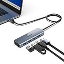 Hub USB C 4 Puertos USB 3.2 Gen 2, USB 3.2 HUB 10 Gbit/s Cable de 50cm, Adaptador USB C 3.2 Ultra Delgado Compatible Con MacBook Air, PS4 y Ordenador Portátil Surface Pro, XPS