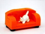 LEGO Orange Sofa with White Cat Furniture Friends Minifig Lounge Seat Bed