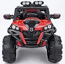 Miniature Mart Battery Ride On Jeep 4x4 Big Size Wheels for Kids with Music | Spring Suspension | Front & Back Swing | Age 1 2 3 4 5 6 7 8 Year Kid | Electric Cars | Big Size Jeeps (Red)