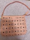 MCM Women's Shoulder Bag Accessory Pouch Case Monogram Leather Pink Casual