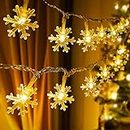Desidiya® Christmas Decoration Lights, Snowflake String Lights Battery Operated Indoor Christmas Decorations, Waterproof Outdoor Light for Xmas Garden Patio Bedroom Party Decor - Warm White