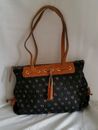 Dooney & Bourke Handbag Purse Satchel Multi Color Signature Logo Canvas Leather 