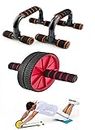 Push Up Bar & Ab Wheel Roller Combo Push-Ups Stands Bars for Abs Workout Exercise Cardio Bodybuilding Chest Muscles Training Home Gym Abs Exercise Equipment For Men & Women