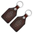 OHM New York Brown Color Leather Key Ring in Two Tone Finish (Pack of 2 Key Chains/Key Rings) for Bike car Mens Stylish Girls for Gift