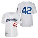 Men's Black Legend Baseball Jersey Number 42 Vintage Embroidered Retro Lightsout Jerseys Shirts, White, Large