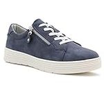 Dr Keller Womens Ladies Casual Flat Lace Up Fashion Trainers Side Zip Fastening Sneaker Shoes (Navy, UK_Footwear_Size_System, Adult, Women, Numeric, Medium, Numeric_6), 6 UK