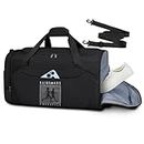 Gym Bag for Men Women Sports Gym Bag 45L Waterproof Travel Duffle Bag Carry on Gym Duffle Bag Large Weekender Overnight Bag Lightweight Gym Bag with Shoe Compartment & Wet Pocket,Black