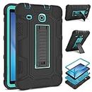 DETUOSI Shockproof Case for Samsung Galaxy Tab E 8.0" 2016 (SM-T377A/ T377V/ T378), 3-Layers Hybrid Heavy Duty Armor Multi-Angle Kickstand Protective Cover for Samsung Galaxy Tab E 8.0" Case for Kids