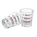 Ek Do Dhai 30ml 60ml HTML Coder Shot Glass set of 2 Clear Shot Glass with Heavy Base Shot Glasses for Everyday Drinking Whiskey, Tequila, Vodka, Liqueur, Bars, Cocktail Glasses , Home Bar, liquor, Expresso Shots, Gifts for Men (Glass Set 2) 60ml - 2 Oz